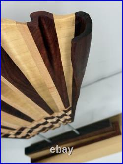 Artist Signed Multi Wood Carving Sculpture One Of A Kind Abstract Fan Art Piece