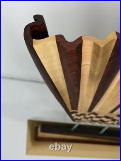 Artist Signed Multi Wood Carving Sculpture One Of A Kind Abstract Fan Art Piece