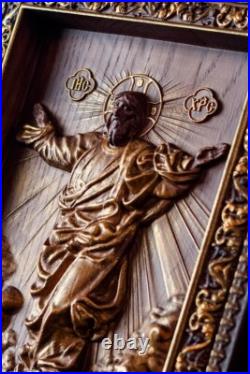 Ascension Wood Carved Christian Icon Religious Wall Hanging Art Work