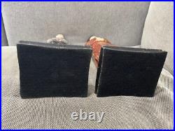 Asian Possibly Chinese Carved & Painted Pair Wood Statue Figurines Man & Woman