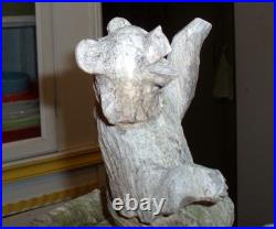 Awesome German Antique Folk Art Wood Carving Sculpture Horse Sled Bear Christmas