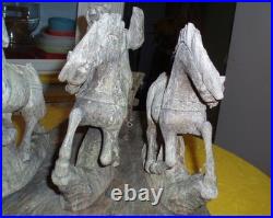 Awesome German Antique Folk Art Wood Carving Sculpture Horse Sled Bear Christmas