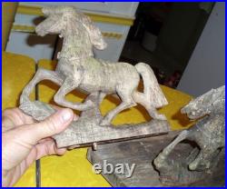 Awesome German Antique Folk Art Wood Carving Sculpture Horse Sled Bear Christmas