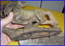 Awesome German Antique Folk Art Wood Carving Sculpture Horse Sled Bear Christmas