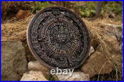 Aztec Calendar Sun Stone full relief wood carving