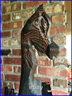 BIG 48 Witco MCM Carved Wood Chess Horse fireplace tool floor sculpture