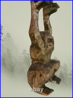 BIGFOOT & YETI TOTEM -My 12.75 tall hand carved, signed fig's