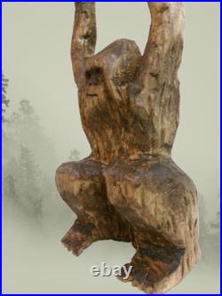 BIGFOOT & YETI TOTEM -My 12.75 tall hand carved, signed fig's