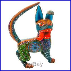 BLACK DOG Oaxacan Alebrije Wood Carving Mexican Art Animal Sculpture Painting