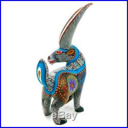 BLACK GOAT Oaxacan Alebrije Wood Carving Mexican Art Animal Sculpture Painting