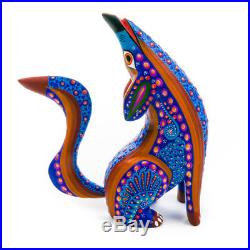 BLUE COYOTE Oaxacan Alebrije Wood Carving Mexican Art Animal Sculpture Painting