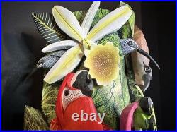 BORUCA MASK Hand Carved Wood Signed Birds And Frogs Read Discription Damage