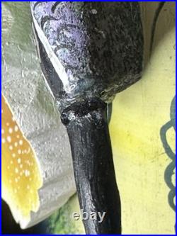 BORUCA MASK Hand Carved Wood Signed Birds And Frogs Read Discription Damage