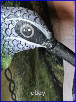 BORUCA MASK Hand Carved Wood Signed Birds And Frogs Read Discription Damage