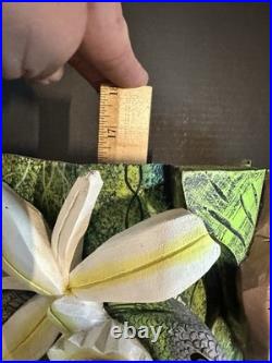 BORUCA MASK Hand Carved Wood Signed Birds And Frogs Read Discription Damage