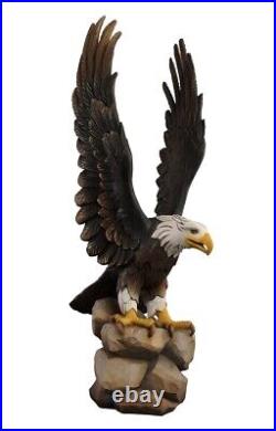 Bald Eagle Hand Carved Wood Statue 26 Made in Italy Carving National Bird WOW