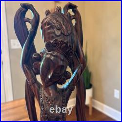 Bali Art Intricately Carved Hard Wood Dancer Indonesian Art Deco 18.25