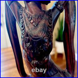 Bali Art Intricately Carved Hard Wood Dancer Indonesian Art Deco 18.25