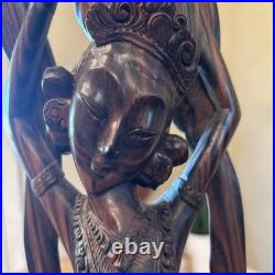 Bali Art Intricately Carved Hard Wood Dancer Indonesian Art Deco 18.25