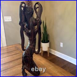 Bali Art Intricately Carved Hard Wood Dancer Indonesian Art Deco 18.25