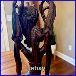 Bali Art Intricately Carved Hard Wood Dancer Indonesian Art Deco 18.25