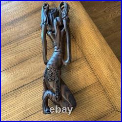Bali Art Intricately Carved Hard Wood Dancer Indonesian Art Deco 18.25