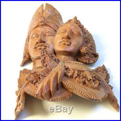 Bali Statue Carved Wood Vintage Sculpture Balinese Carving Indonesia Figure Wall