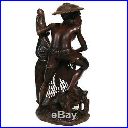 Bali Statue Wood Carved 14 Figurine Balinese Figure Sculpture Indonesia Carving