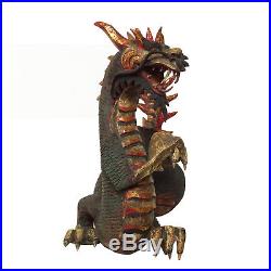 Bali Wood Carved Sculpture Dragon Balinese Statue Hand Carving Indonesia Figure