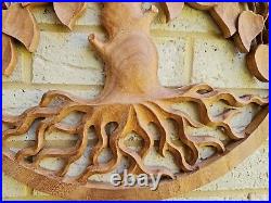 Balinese Art Tree Of Life Wood Carved Wall Art Hanging Plaque Large 60 X 60 CM