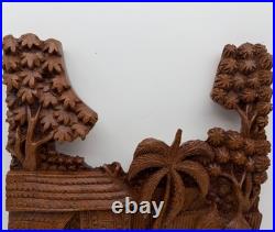 Balinese Artisan 3D Hand Carved Figural Wooden Plaque. 13x 9