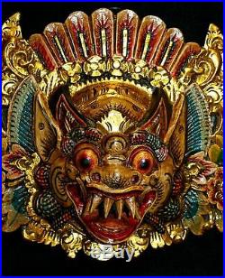 Balinese Boma Barong Singa Mask Wall Hanging Relief Panel wood carving Bali art