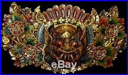 Balinese Boma Barong Singa Mask Wall Hanging Relief Panel wood carving Bali art