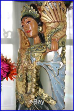 Balinese Dancer Statue Wood Carving Sculpture Handmade Bali table top Art 19