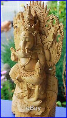 Balinese Ganapati Ganesha Wood Carving handmade Statue sculpture Bali Art