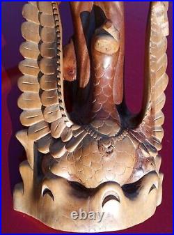 Balinese Hand carved Wood Sculpture Large art statue Hindu Goddess Saraswati