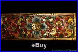 Balinese Lotus Panel Carved Wood Architectural headboard wall sculpture Bali Art