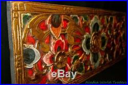 Balinese Lotus Panel Carved Wood Architectural headboard wall sculpture Bali Art