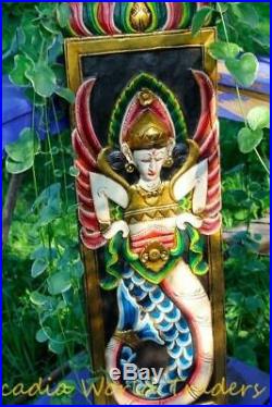 Balinese Mermaid Nyi Kidul Goddess Panel Wall sculpture Carved Wood Bali Art