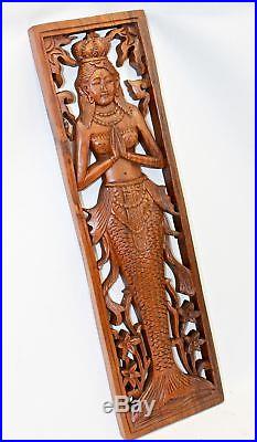 Balinese Mermaid Wall Art Sculpture Panel Bali architectural Hand Carved Wood