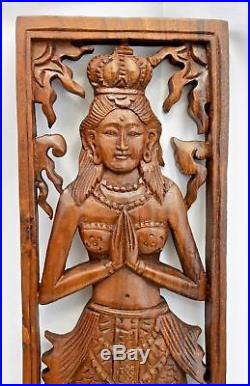 Balinese Mermaid Wall Art Sculpture Panel Bali architectural Hand Carved Wood
