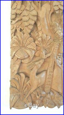 Balinese Rama & Shinta Relief Ramayana Solid Wood Hand Carved Wall Hang 49 CM