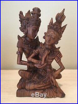 Balinese Rama Sita Lovers Sculpture Hand Carved Wood Bali Art