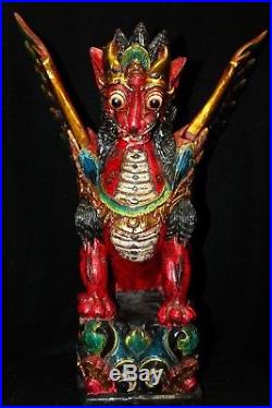 Balinese Singa Barong Winged Lion Spirit statue wood carving sculpture Bali Art