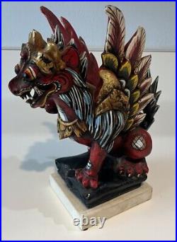 Balinese Singa Barong Winged Lion Temple statue wood carving sculpture Bali Art