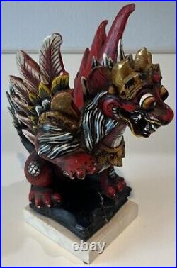 Balinese Singa Barong Winged Lion Temple statue wood carving sculpture Bali Art