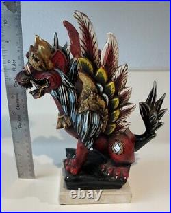Balinese Singa Barong Winged Lion Temple statue wood carving sculpture Bali Art