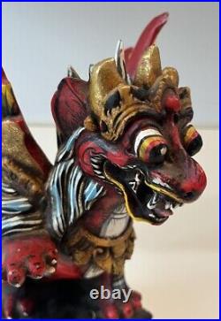Balinese Singa Barong Winged Lion Temple statue wood carving sculpture Bali Art