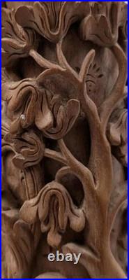 Balinese wood carving sculpture base for lamp and singed by artist