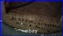 Balinese wood carving sculpture base for lamp and singed by artist